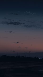 Minimalist Twilight City Silhouette Anime Aesthetic Mobile Wallpaper