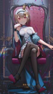Anime Queen Sitting on Throne Wallpaper with Confetti Aesthetic