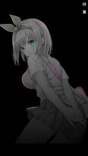 Minimalist Yotsuba Nakano Anime Girl Wallpaper with Glowing Neon Accents