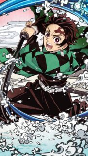 Tanjiro Kamado Water Breathing Form Anime Wallpaper for Mobile