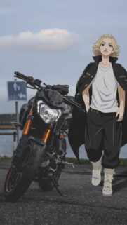 Mikey Sano Tokyo Revengers with Sportbike Mobile Wallpaper
