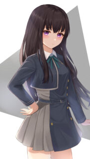 Beautiful Anime Girl in School Uniform Wallpaper for Mobile Devices