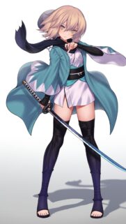 Anime Girl Warrior with Katana Sword High Resolution Mobile Wallpaper