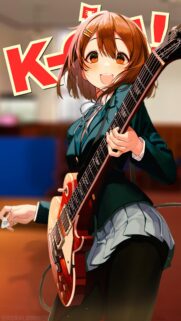 K-On Yui Hirasawa Anime Girl Playing Electric Guitar Wallpaper for Mobile
