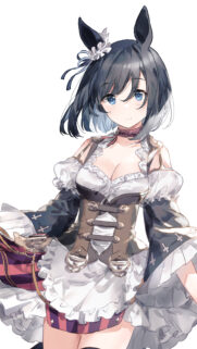 Cute Anime Girl with Black Hair and Horse Ears Wallpaper High Quality