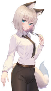 Cute Anime Fox Girl in Professional Office Attire High Definition Wallpaper