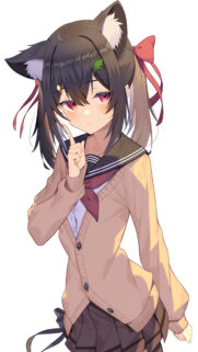 Cute Anime Cat Girl with School Uniform High Resolution Mobile Wallpaper