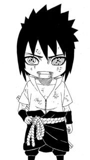 Chibi Sasuke Uchiha with Sharingan Eyes Black and White Anime Wallpaper
