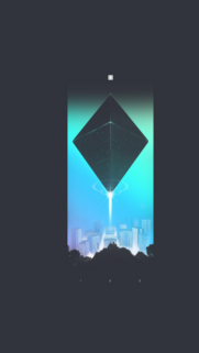 Minimalist Sci-Fi Pyramid Above Cyber Cityscape Mobile Wallpaper