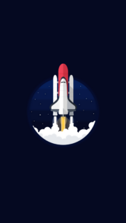 Minimalist Space Shuttle Launch Vector Art Mobile Wallpaper