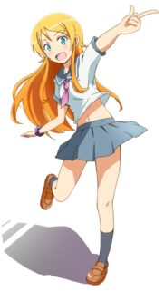 Anime Girl with Long Blonde Hair Pointing Finger Wallpaper for Mobile
