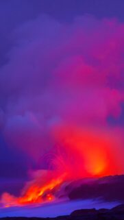 Stunning Volcanic Eruption Lava Flow at Night Mobile Wallpaper