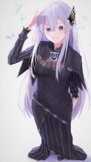 Echidna Re Zero Anime Girl with Butterflies Wallpaper 4K