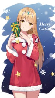 Anime Christmas Girl with Gift Wallpaper High Resolution Phone Background