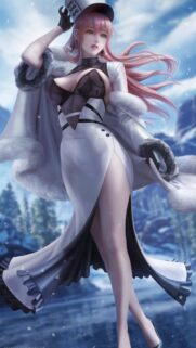 Stunning Anime Girl in Winter Fur Coat High Quality Mobile Wallpaper