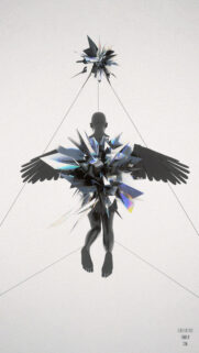 Abstract Surreal Angel with Shattered Crystal Wings Wallpaper for Mobile