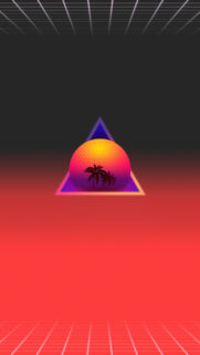 Retro Synthwave Sunset with Palm Trees Aesthetic Mobile Wallpaper