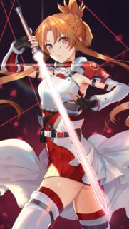 Asuna Yuuki Anime Warrior with Glowing Sword High Quality Mobile Wallpaper