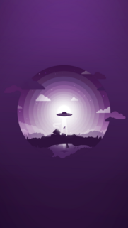 Minimalist Purple UFO Abduction Phone Wallpaper High Quality Illustration