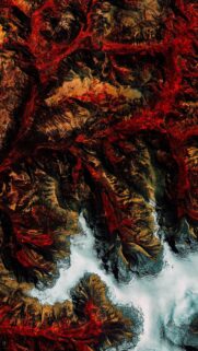 Fiery Volcanic Mountains Aerial View High Resolution Mobile Wallpaper