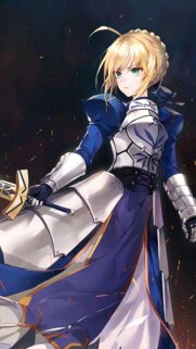 Saber Artoria Pendragon Fierce Warrior Anime Wallpaper for Mobile