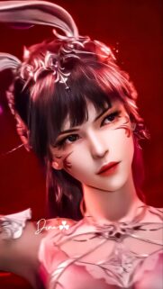 Stunning Fantasy Goddess Portrait in Radiant Red Aesthetic Mobile Wallpaper