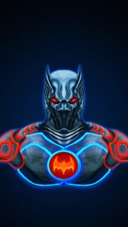 Neon Cyberpunk Batman Armored Suit Digital Art Mobile Wallpaper