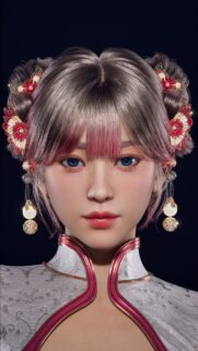 Stunning 3D Digital Art Portrait of a Beautiful Girl with Traditional Asian Inspired Hair Ornaments Mobile Wallpaper