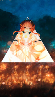 Anime Girl Holding Glowing Stars Inside Triangle Frame Wallpaper