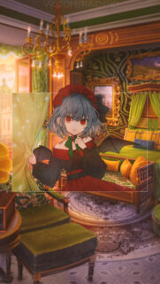 Anime Vampire Girl in Elegant Victorian Bedroom Wallpaper for Mobile