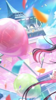 Anime Celebration Wallpaper with Colorful Balloons and Confetti Mobile Background
