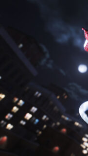 Spider-Man Swinging Over City Lights Night Mobile Wallpaper