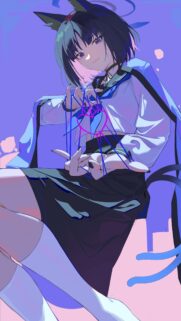 Anime Girl Cat Ears with Heart String Art Aesthetic Mobile Wallpaper
