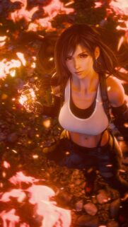 Tifa Lockhart Final Fantasy VII Cinematic Fire Wallpaper 4K