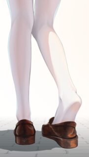 Anime Girl Legs in White Tights and Brown Loafers High Quality Wallpaper