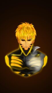 Low Poly Glowing Anime Warrior Wallpaper for Mobile Phone