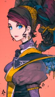 Stunning Anime Girl with Vibrant Blue Eyes and Traditional Ornate Attire Wallpaper