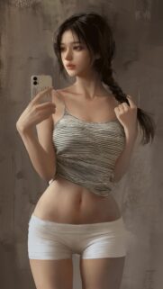 Stunning Digital Art Portrait of a Girl Taking a Mirror Selfie Wallpaper