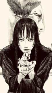 Stunning Black and White Manga Style Girl Wallpaper for Mobile