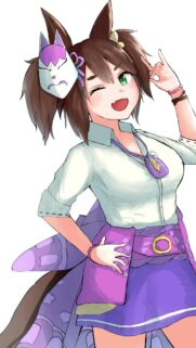 Cute Anime Girl with Fox Mask Wallpaper High Resolution for Mobile