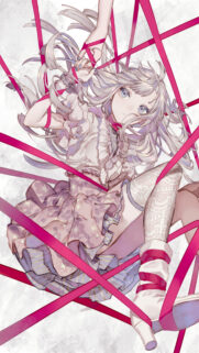 Anime Girl Tangled in Pink Ribbons Aesthetic Mobile Wallpaper