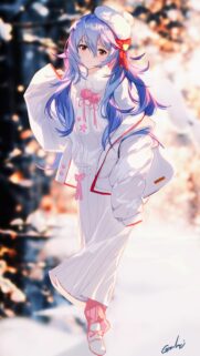 Beautiful Rei Ayanami Winter Style Anime Girl High Quality Wallpaper