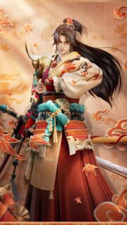 Stunning Samurai Warrior with Maple Leaves Anime Mobile Wallpaper