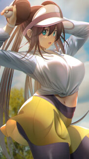 Anime Girl Trainer with Poke Ball High Quality Mobile Wallpaper