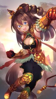 Cute Anime Horse Girl Warrior in Golden Armor Wallpaper for Mobile