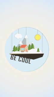 Minimalist Be Cool Winter Mountain House Illustration Mobile Wallpaper