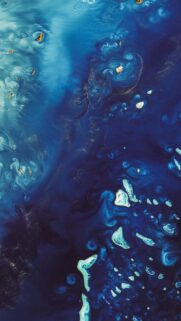 Aerial View of Ocean Water Currents and Tropical Islands Mobile Wallpaper
