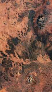 Stunning Satellite View of Arid Desert Landscape Aerial Photography Wallpaper