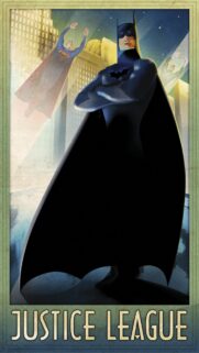 Vintage Style Justice League Batman and Superman Poster Wallpaper for Mobile