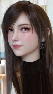 Stunning Portrait of a Beautiful Girl with Long Brown Hair and Heart Earrings Wallpaper